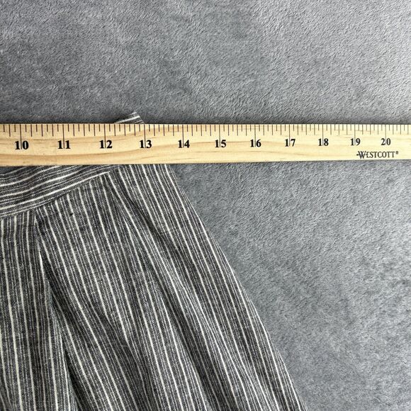 Nolitha Medium Linen Blend Black White Striped Skirt Preppy Skater Pleated - Picture 6 of 8